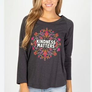 Natural Life "Kindness Matters" Long Sleeve Floral T-shirt, XXL (A8)